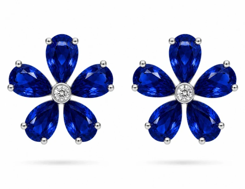FLOWER SAPPHIRE 4.95 CT «VIVID BLUE» EARRINGS