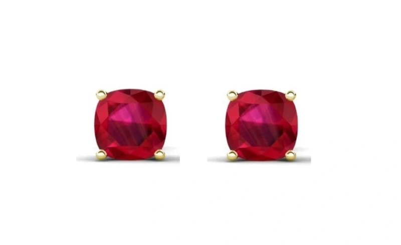 Earrings without a brand CUSHION  RUBY 1.33-1.34 CT PURPLISH RED, MOZAMBIQUE (GIA) 147747 1.33-1.34 ct 1
