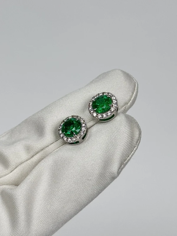 DeRosa EMERALD EARRINGS 0.99 - 1.11 CT VIVID TO INTENSE GREEN E451206 3