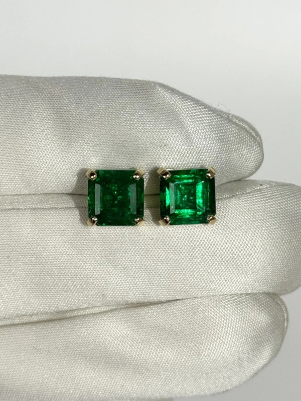 DeRosa EMERALD 3.24-3.42 CT VIVID GREEN EARRING E393665 4