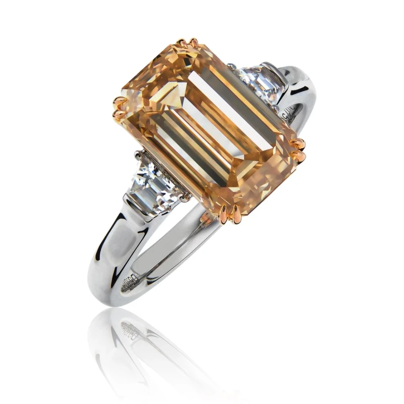 RalfDiamonds EMERALD DIAMOND 5.02 CT FANCY YELLOWISH BROWN/SI RING RDR5.02 1