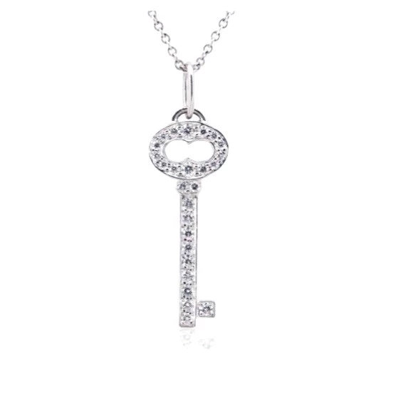 Tiffany & Co OVAL PLATINUM MINI KEY PENDANT T&Co Key