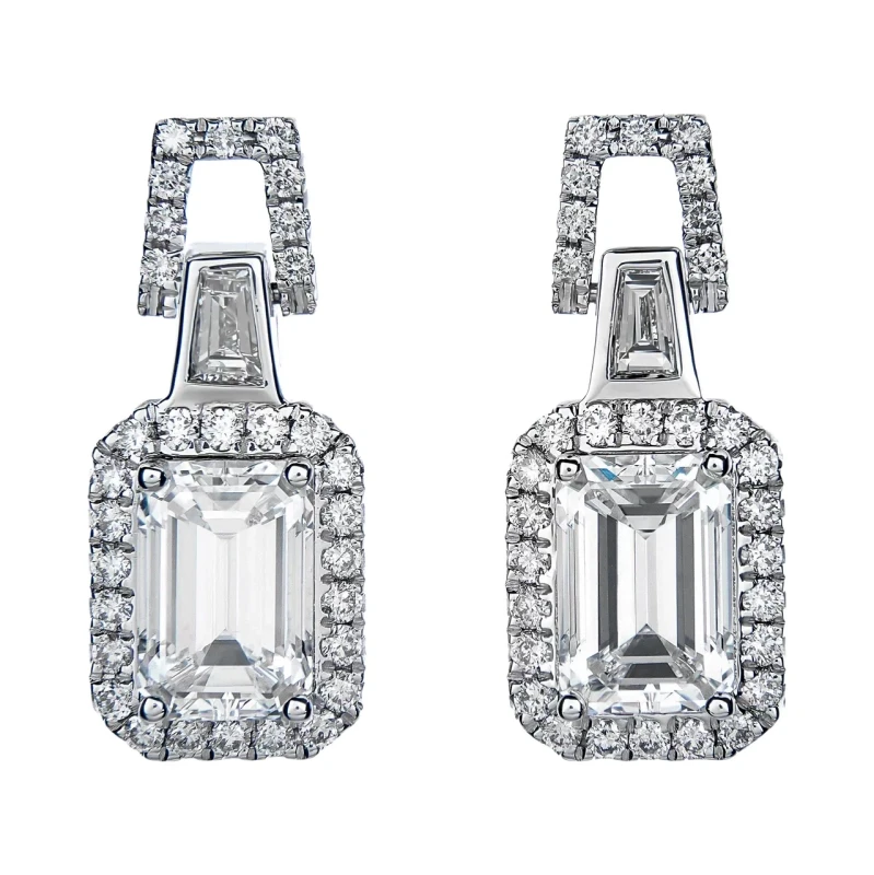 Earrings without a brand EMERALD DIAMOND 1.00-1.04 CT D-E/VS1-VS2 EARRINGS (GIA) nn1.00-1.04 1