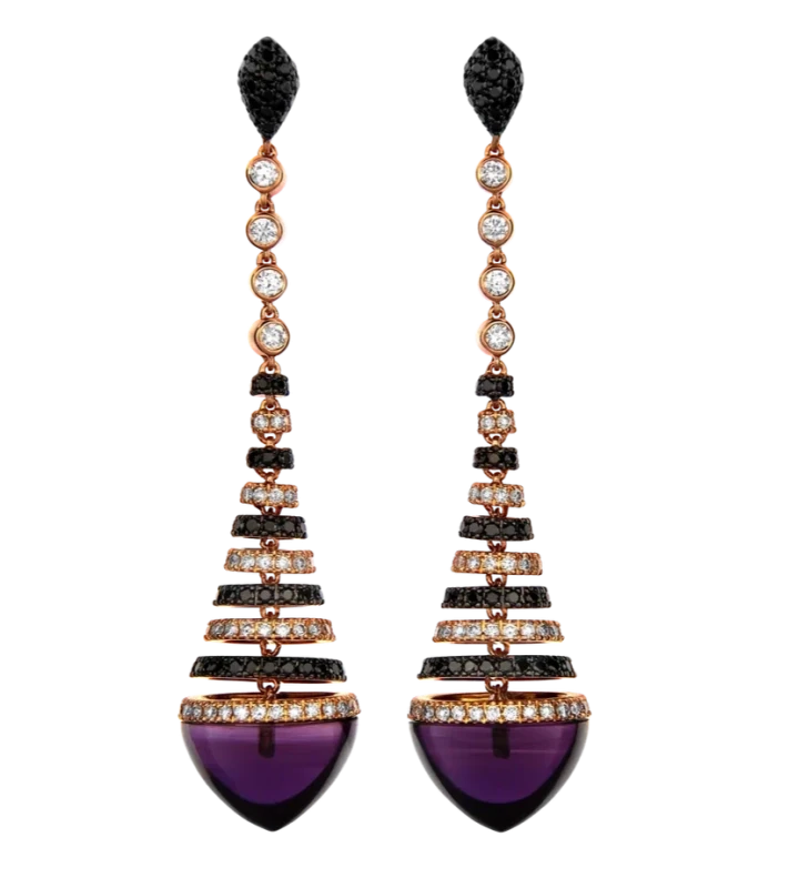 Earrings without a brand AMETHYST & DIAMOND EARRINGS nnT2 1