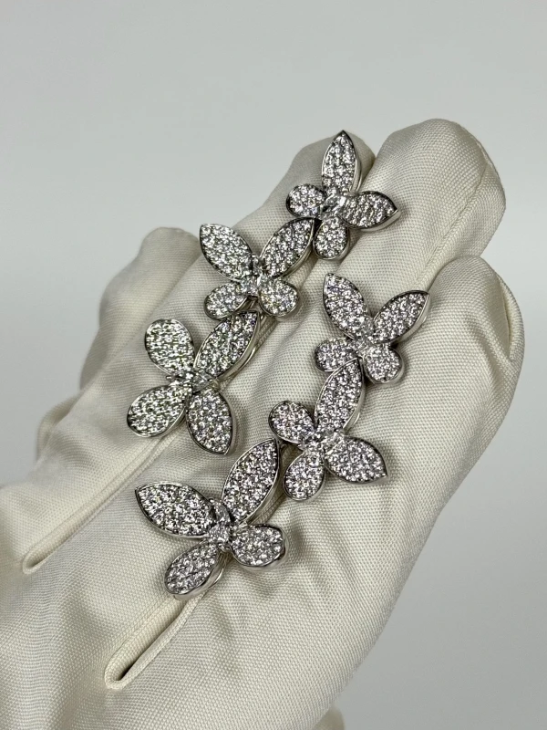 Graff Triple Pavé Butterfly Diamond Drop Earrings RGE836 5