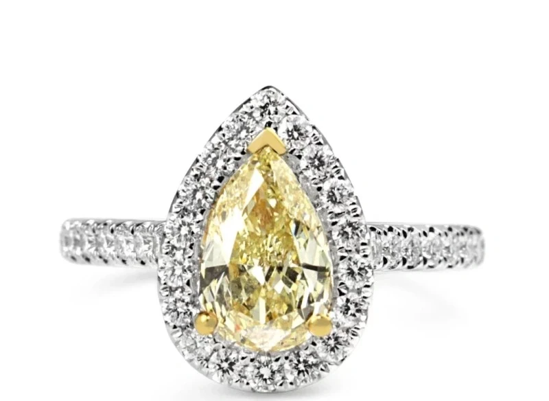 PEAR DIAMOND 1.22 CT FANCY LIGHT YELLOW/VS2 RING (GIA)