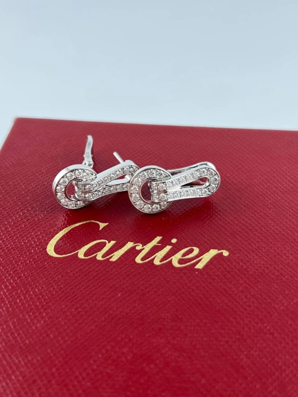 Cartier Cartier Agrafe Diamond Earrings in 18K WG 0.94 CT N8040400 2