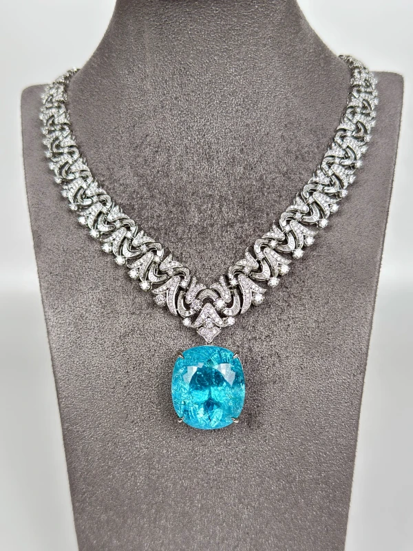 No name PARAIBA TOURMALINE 106.96 CT NECKLACE, MOZAMBIQUE ( GRS ) NN106.96 3