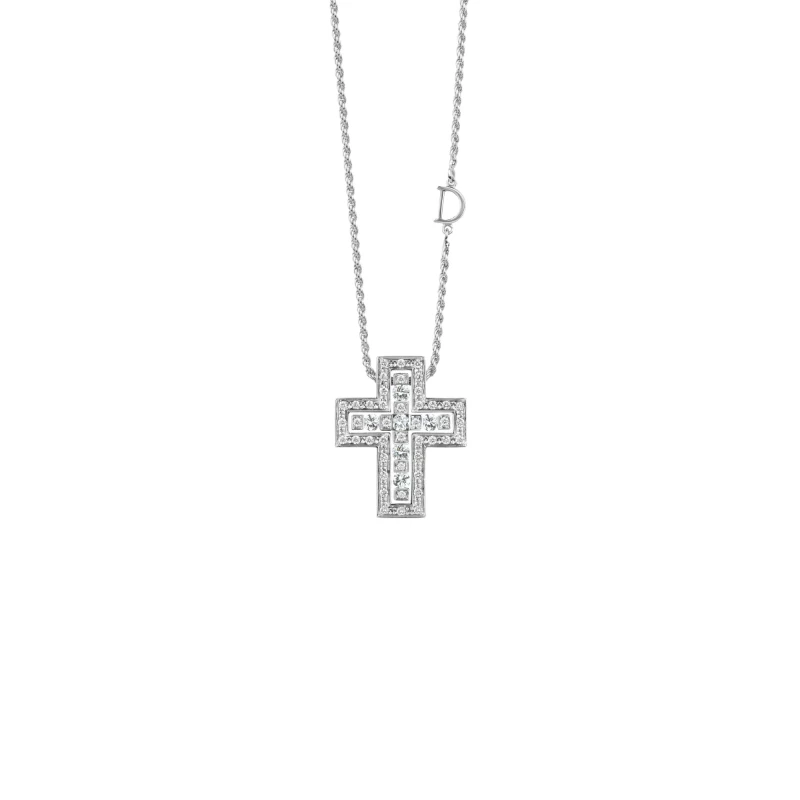 DAMIANI WHITE GOLD AND DIAMOND CROSS 20083490