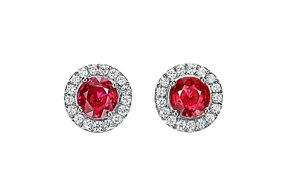 Ruby 2.47 ct Pigeon Blood and Diamond Earrings (GUILD)