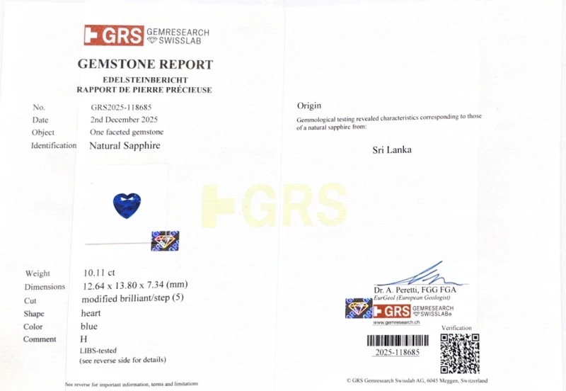 СЕРЬГИ NO NAME HEART SAPPHIRE 10.11 CT PENDANT (GRS) NN10.11CT SAP 2