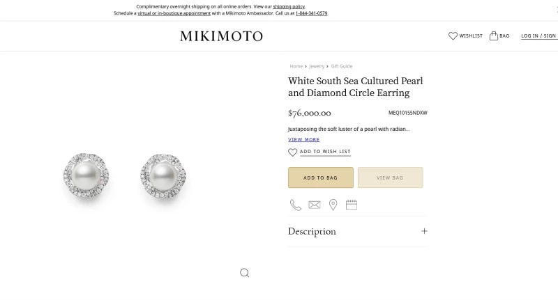 Mikimoto WHITE SOUTH SEA CULTURED PEARL AND DIAMOND CIRCLE EARRING MEQ10155NDXW 1