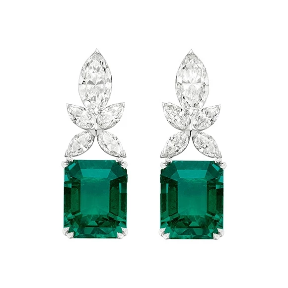 Earrings without a brand СЕРЬГИ С БРИЛЛИАНТАМИ И ИЗУМРУДАМИ EMERALDS 3.05 СТ-2.70 СТ