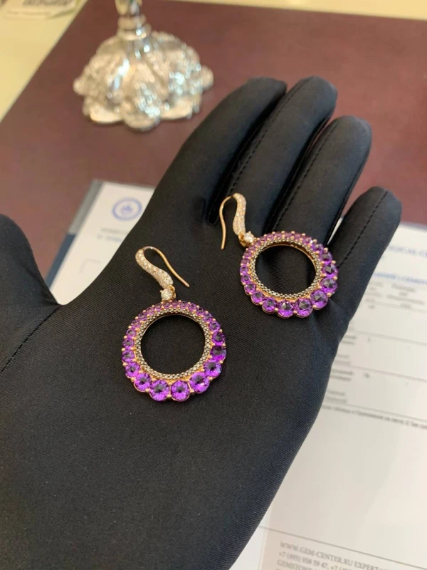 No name AMETHYST 7.60 CT AND DIAMOND 1.75 CT EARRINGS, ROSE GOLD NN AM 7.60 CT 8