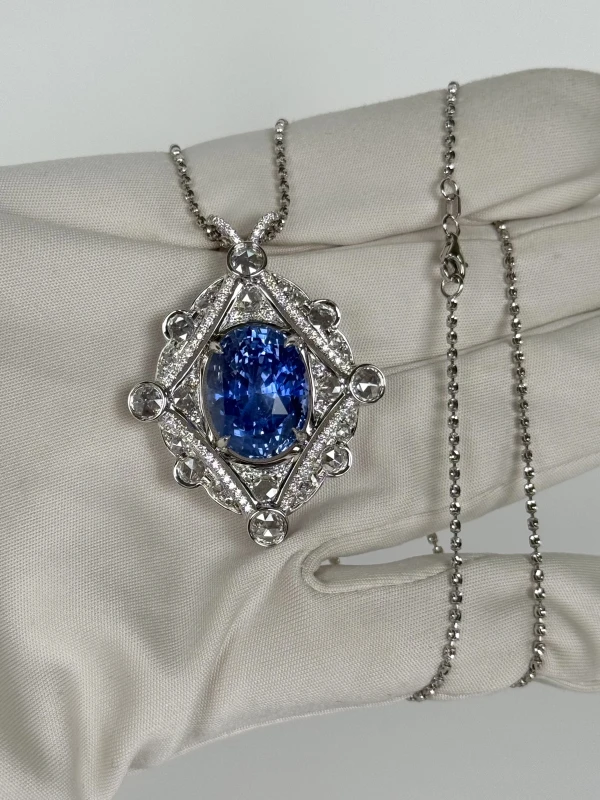 No name OVAL SAPPHIRE 26.01 CT BLUE NECKLACE (NO HEATED) SAP26.01CT 4