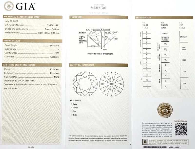 No name ROUND DIAMOND STUD 2.01 - 2.01 CT H/VS1 (GIA) 2.01 - 2.01 CT H/VS1 4