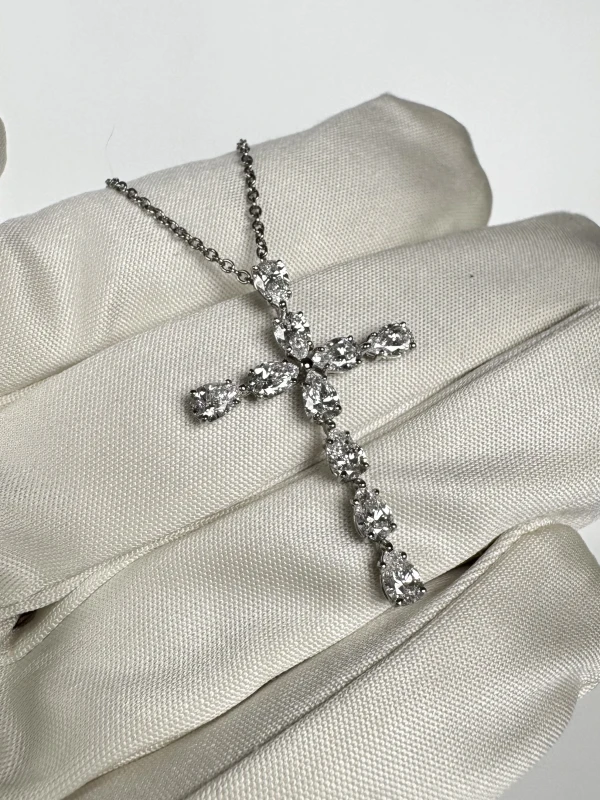 Harry Winston SYMBOLS PEAR 1.90 CT  DIAMONDS CROSS PENDANT PEPPRBPCPSK 3