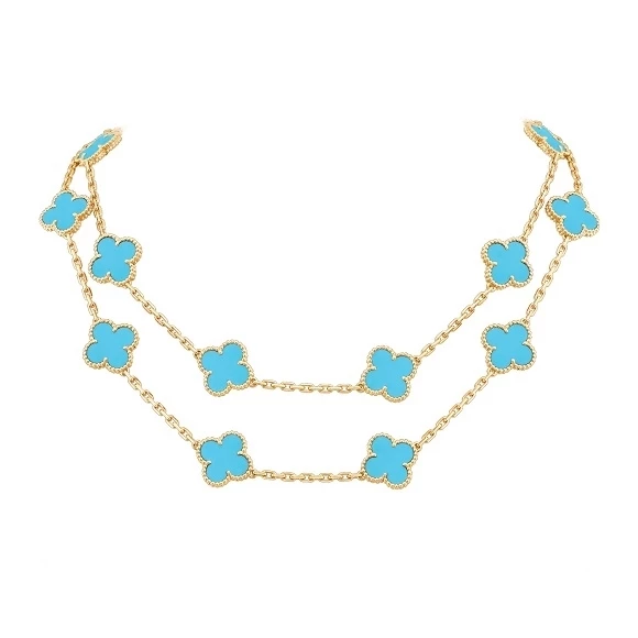 Vintage alhambra yellow gold necklace Van Cleef & Arpels Turquoise in  Yellow gold - 40225018