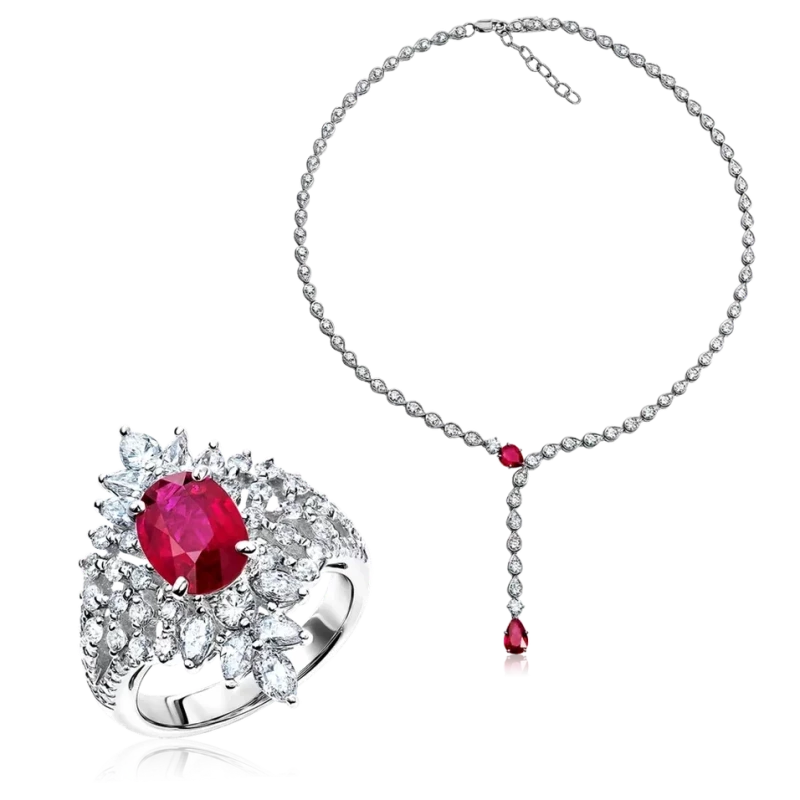 Ювелірні прикраси RUBY 5.55 CT &  DIAMOND 8.78 CT SET NN311375