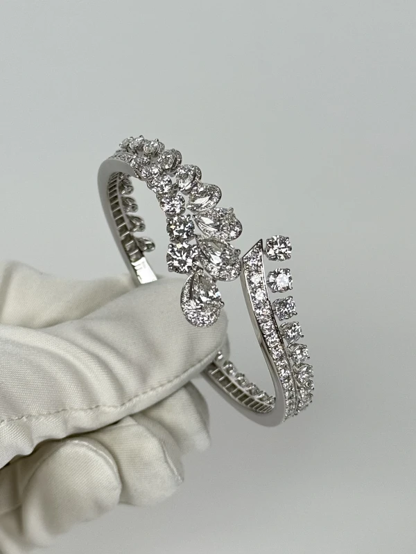 Graff White Pear Shape And Round Diamond Double Row Set RGN829 6