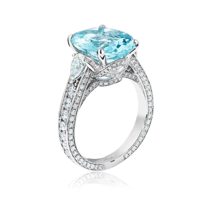 Aquamarine 5.00 CT Diamond Ring