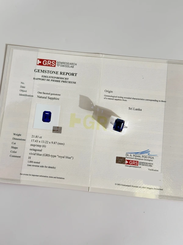 No name OCTAGONAL SAPPHIRE 21.81 CT ROYAL BLUE RING (SIZE 51) Sp21.81ct 5