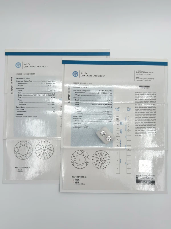 СЕРЬГИ NO NAME ROUND DIAMONDS 5.31-5.19 CT G/VS EARRING (GIA) NN5.31-5.19 CT G/VS 6