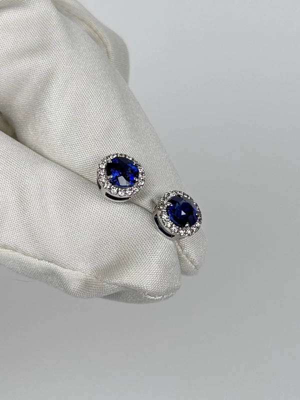 DeRosa SAPPHIRE EARRINGS 1.21-1.18 CT VIVID BLUE E445239 3