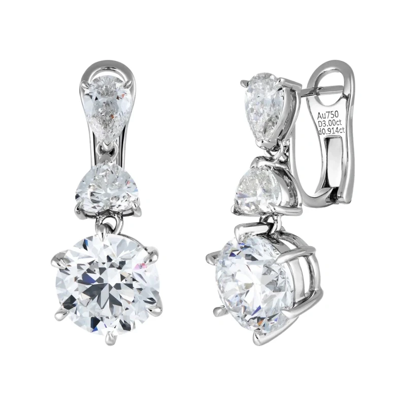 Earrings without a brand ROUND DIAMONDS 3.02-3.00 CT D/SI EARRINGS NN 3.02-3.00 D/SI 1