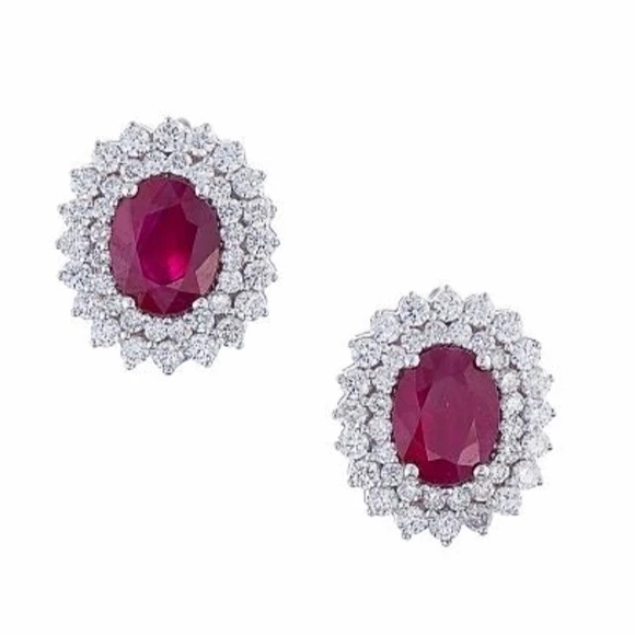 Earrings without a brand С РУБИНАМИ 3.85 СТ И БРИЛЛИАНТАМИ 1.45 СТ 3.85 CT