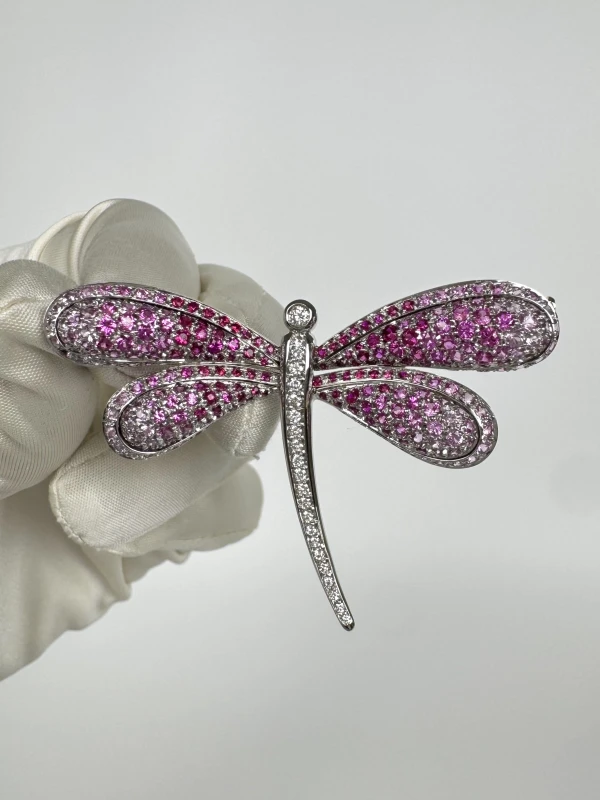 Earrings without a brand VINTAGE DIAMONDS&PINK SAPPHIRES DRAGONFLY PB1406 2