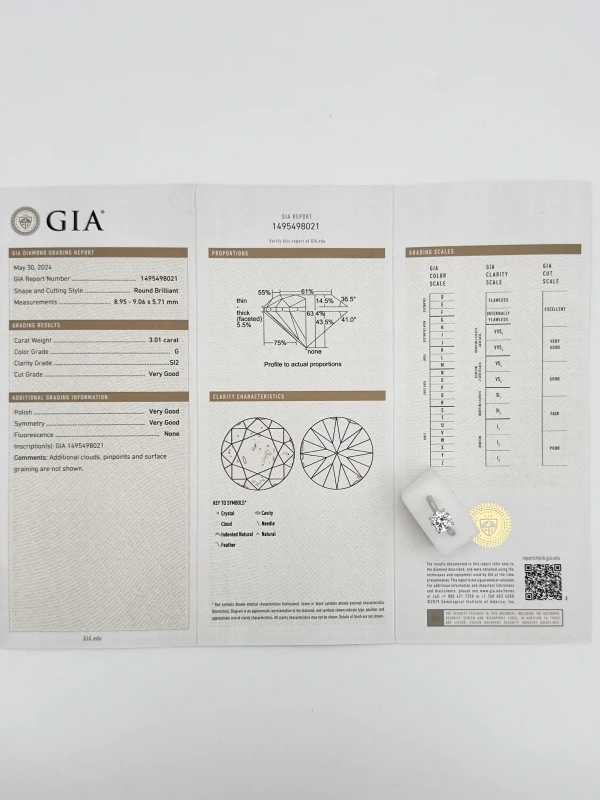 СЕРЬГИ NO NAME ROUND DIAMOND RING 3.01 CT G/SI2 (GIA) NNR3.01 CT G/SI2 (GIA) 5