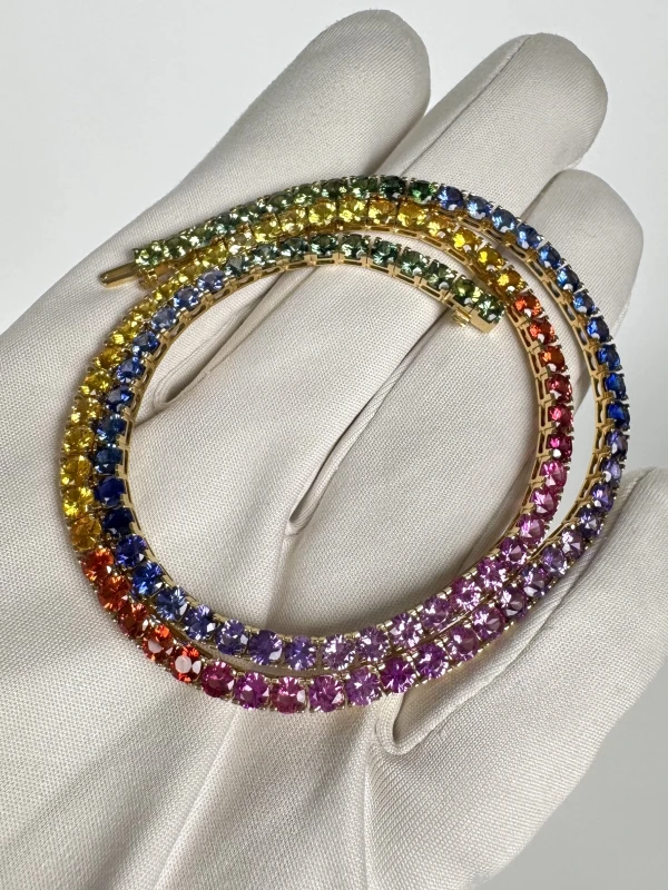 DeRosa MULTICOLOR SAPPHIRE 21.68 CT NECKLACE (SIZE 40) N339496 4