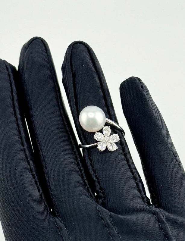 Mercury FLOWER RING, PEARL AND DIAMONDS, WHITE GOLD MR22998/PRL10/FL 4