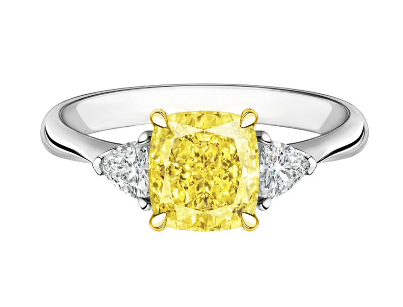 CUSHION 5.02 CT FANCY YELLOW/VS2 RING (GIA)