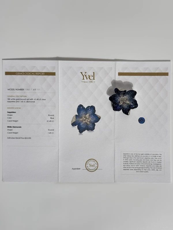 Yvel БРОШЬ-ТРАСНФОРМЕР, САПФИРЫ, БРИЛЛИАНТЫ BR-1095-SA-W 4