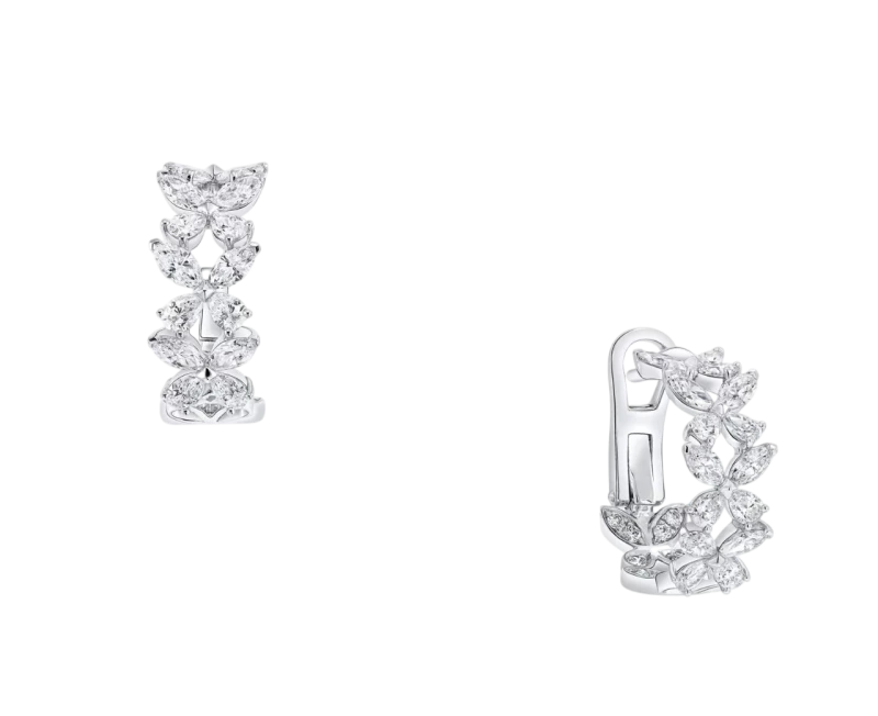 Classic Butterfly Diamond Petite Hoop Earrings