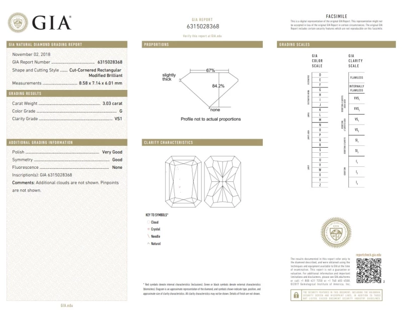 СЕРЬГИ NO NAME DIAMOND 3.03 CT G/VS1 RING (GIA) NN3.03CT 3