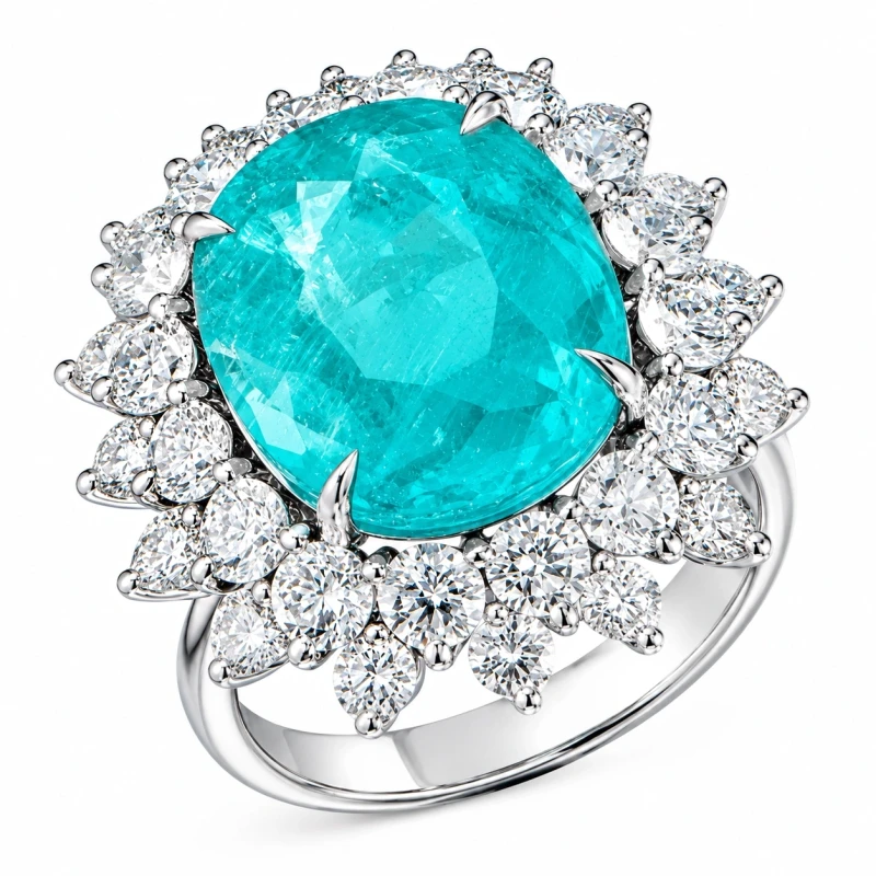 Earrings without a brand OVAL TOURMALINE PARAIBA 10.64 CT RING (SIZE 55) P10.64 CT 1