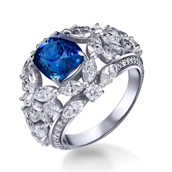 СЕРЬГИ NO NAME С БРИЛЛИАНТАМИ 4.35 СТ И САПФИРОМ 5.27 СТ VIVID BLUE Jewelry