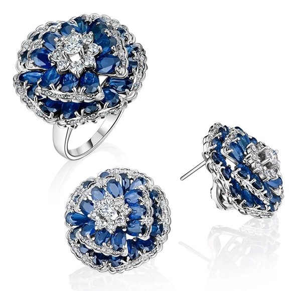 SET WITH SAPPHIRES AND DIAMONDS