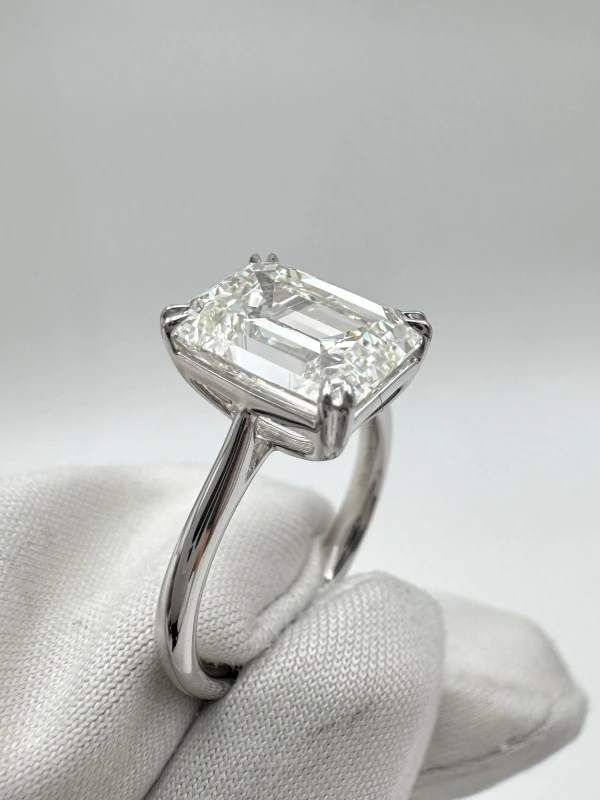 Earrings without a brand EMERALD DIAMOND 3.19 CT J/VS1 RING (GIA) nn3.19ct 4