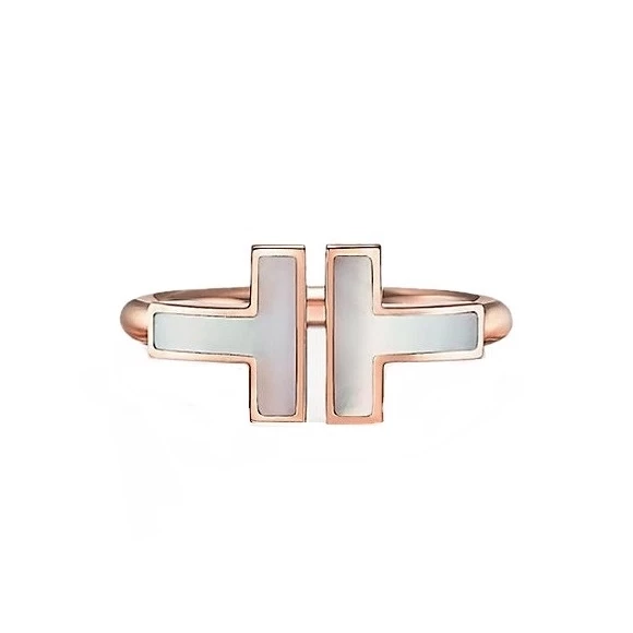WIRE, MOTHER OF PEARL, ROSE GOLD RING