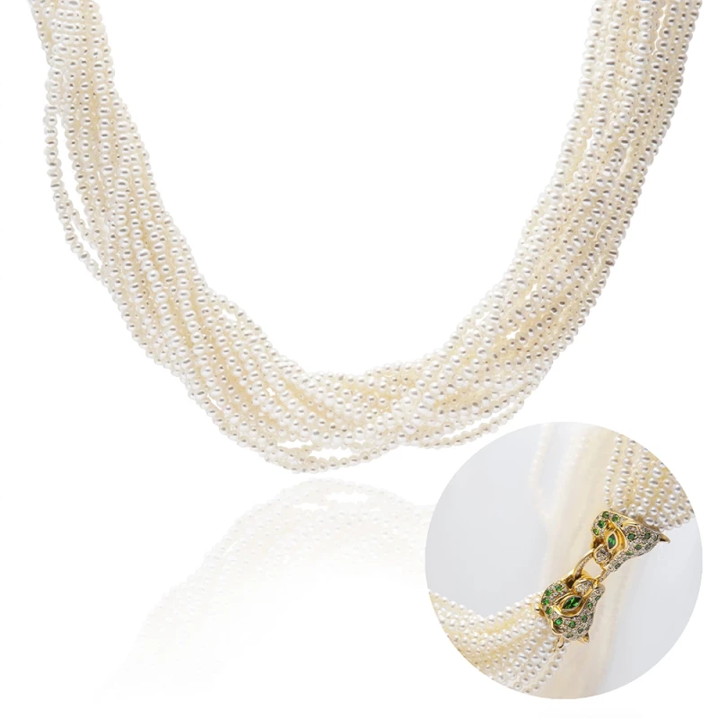 Ювелирные украшения MULTISTRAND CULTURED PEARL, TSAVORITES AND DIAMOND NECKLACE PEARL NECKLACE 5