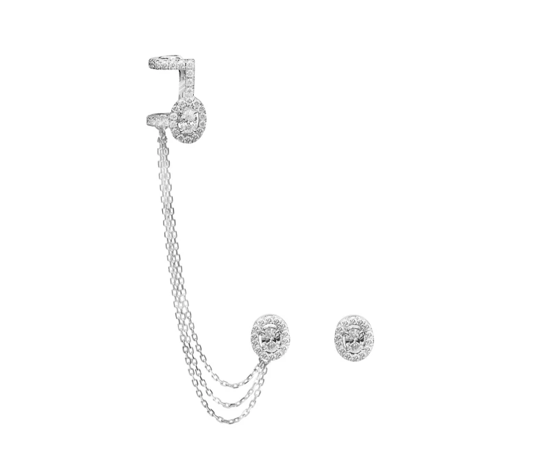 MY TWIN EARRINGS WHITE GOLD