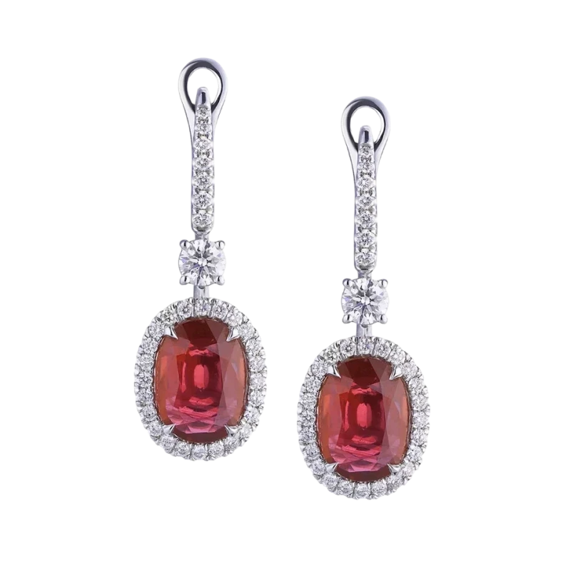 No name DIAMOND & RUBY 4.48 CT EARRINGS (GRS, No H!) NN4.48CT