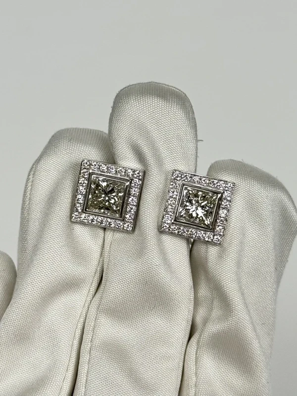 Earrings without a brand PRINCESS DIAMOND 1.70 - 1.80 CT J/SI EARRINGS NN1.70-1.80 2