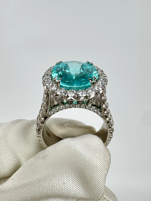 Earrings without a brand OVAL PARAIBA TOURMALINE 7.57 CT RING, MOZAMBIQUE (SIZE 56) AGL nn.P7.57ct 6