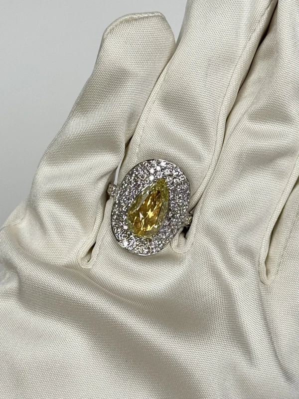 Earrings without a brand КОЛЬЦО С БРИЛЛИАНТАМИ 3.10 СТ FANCY YELLOW/VS NNFY3.10CT1211 4