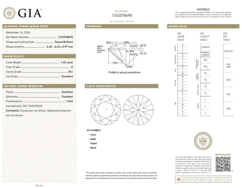 No name ROUND DIAMOND 1.00-1.02 CT G/VS1 EARRINGS (GIA) 124155-1.00-1.02 CT G/VS1 3